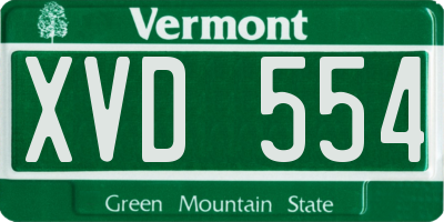 VT license plate XVD554