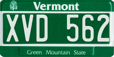 VT license plate XVD562