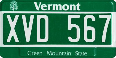 VT license plate XVD567
