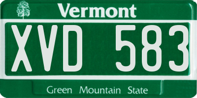 VT license plate XVD583