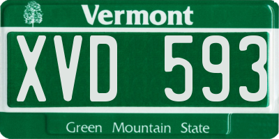 VT license plate XVD593