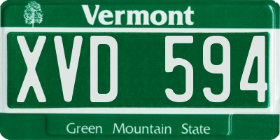 VT license plate XVD594