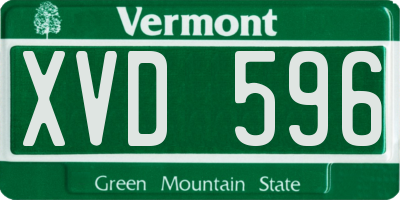 VT license plate XVD596