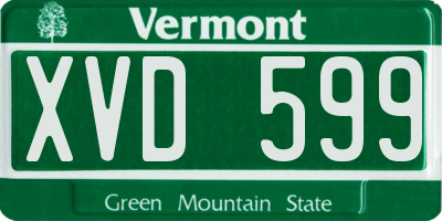 VT license plate XVD599