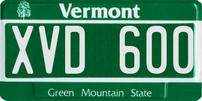 VT license plate XVD600