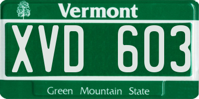 VT license plate XVD603