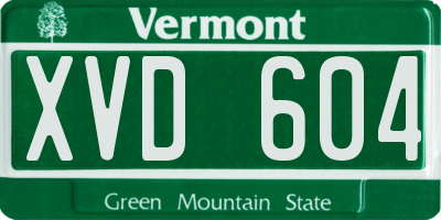 VT license plate XVD604