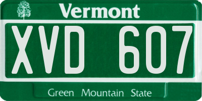 VT license plate XVD607