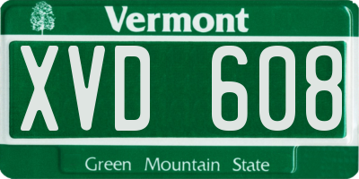 VT license plate XVD608