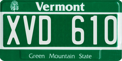 VT license plate XVD610