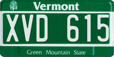 VT license plate XVD615
