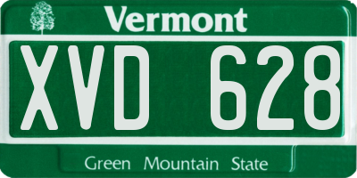 VT license plate XVD628