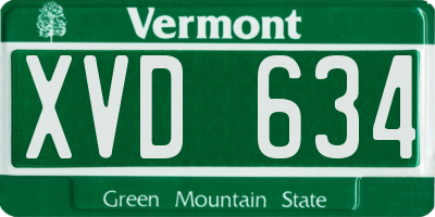 VT license plate XVD634