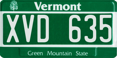 VT license plate XVD635