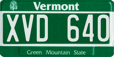 VT license plate XVD640