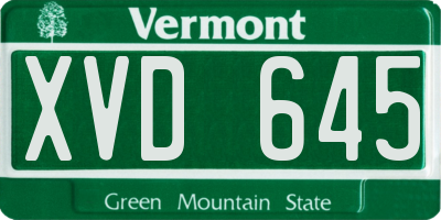 VT license plate XVD645