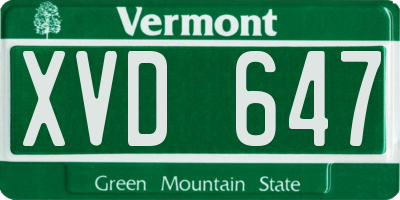 VT license plate XVD647