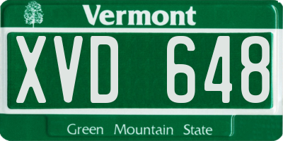 VT license plate XVD648