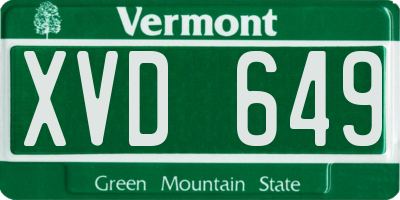 VT license plate XVD649