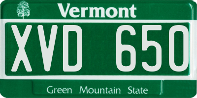 VT license plate XVD650