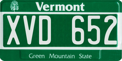 VT license plate XVD652