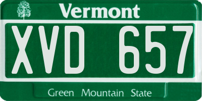 VT license plate XVD657
