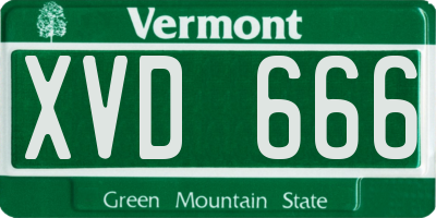VT license plate XVD666
