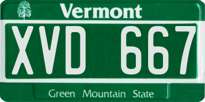VT license plate XVD667