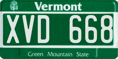 VT license plate XVD668