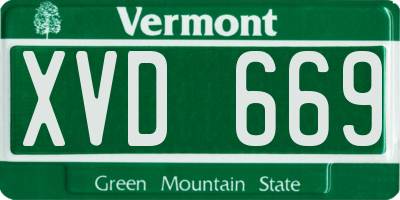 VT license plate XVD669