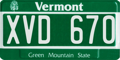 VT license plate XVD670