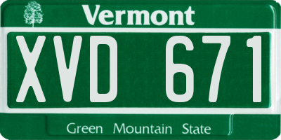 VT license plate XVD671