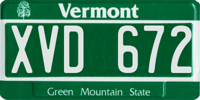 VT license plate XVD672