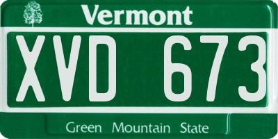VT license plate XVD673