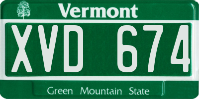 VT license plate XVD674