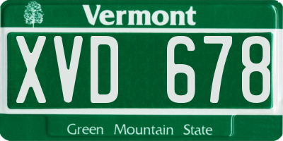 VT license plate XVD678