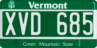 VT license plate XVD685