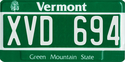 VT license plate XVD694