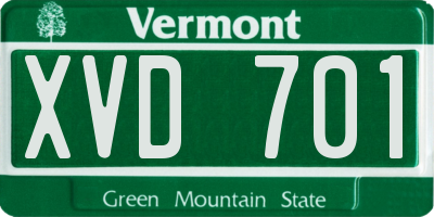 VT license plate XVD701