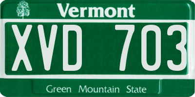 VT license plate XVD703