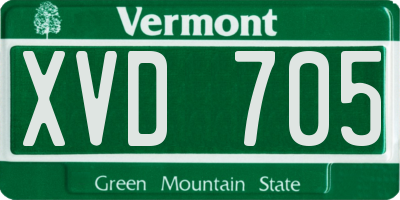 VT license plate XVD705