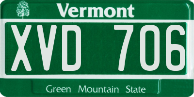 VT license plate XVD706