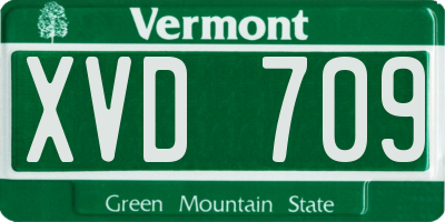 VT license plate XVD709