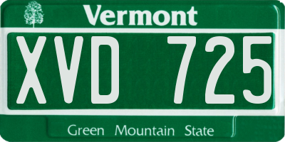 VT license plate XVD725