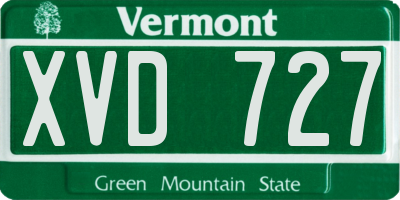 VT license plate XVD727