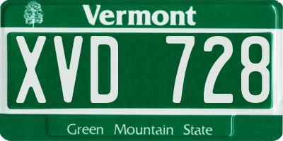 VT license plate XVD728