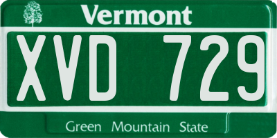 VT license plate XVD729