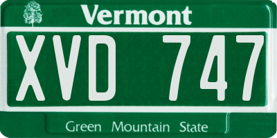 VT license plate XVD747