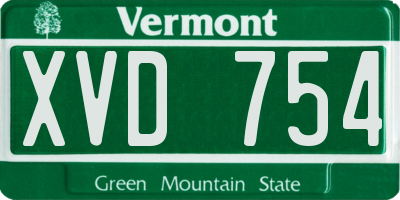 VT license plate XVD754