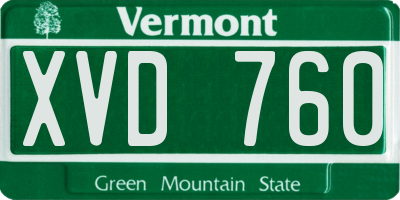 VT license plate XVD760